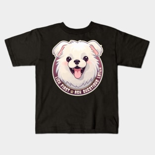 Funny Lick First, Ask Questions Later Löwchen Dog Design Kids T-Shirt